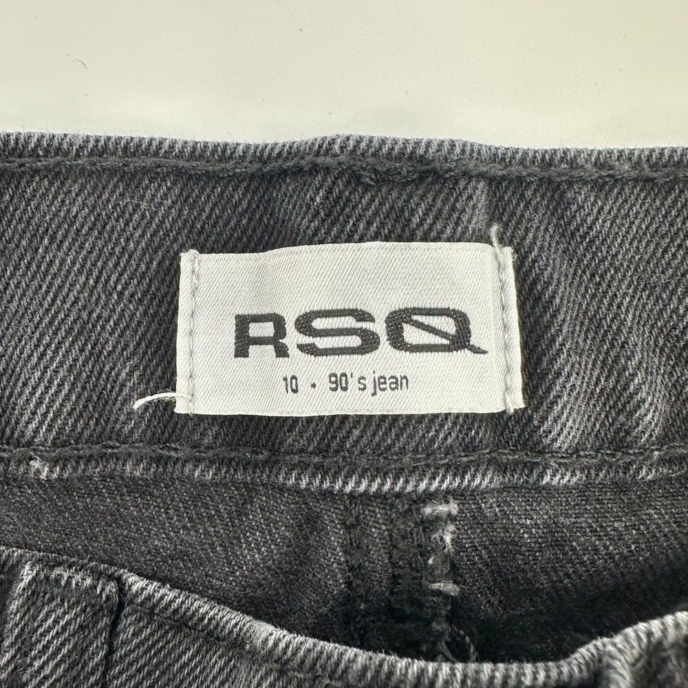 RSQ 90's Jeans Girls 10 Black Denim Cotton Distressed Ripped High Rise Tapered - Picture 5 of 9